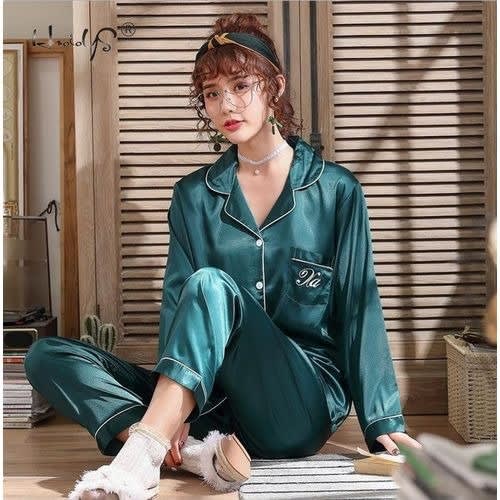 Women Long Sleeved Pyjamas - Green