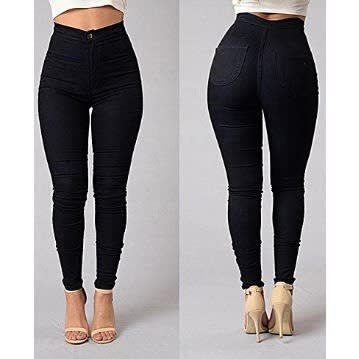 Casual Denim Skinny  High Waist Jean -Black