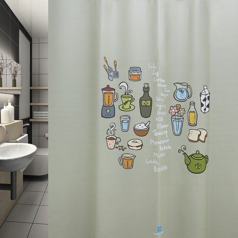 One Seven Nine My Kitchen Fabric Shower Curtain 180 X 188 Cm