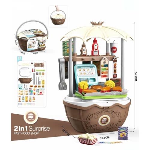 2 In 1 Kids Pretend To Play Fast Food Shop .