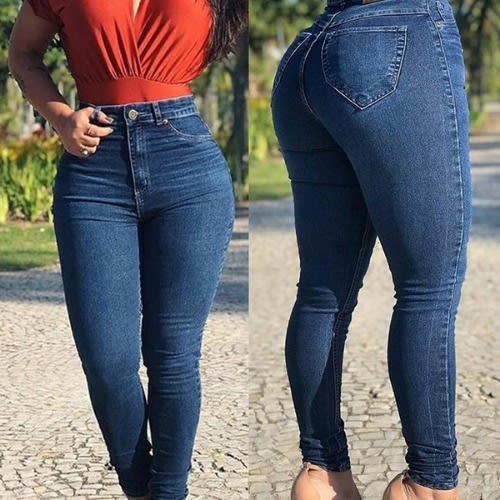 High Waist Skinny Stretchy Jean - Blue