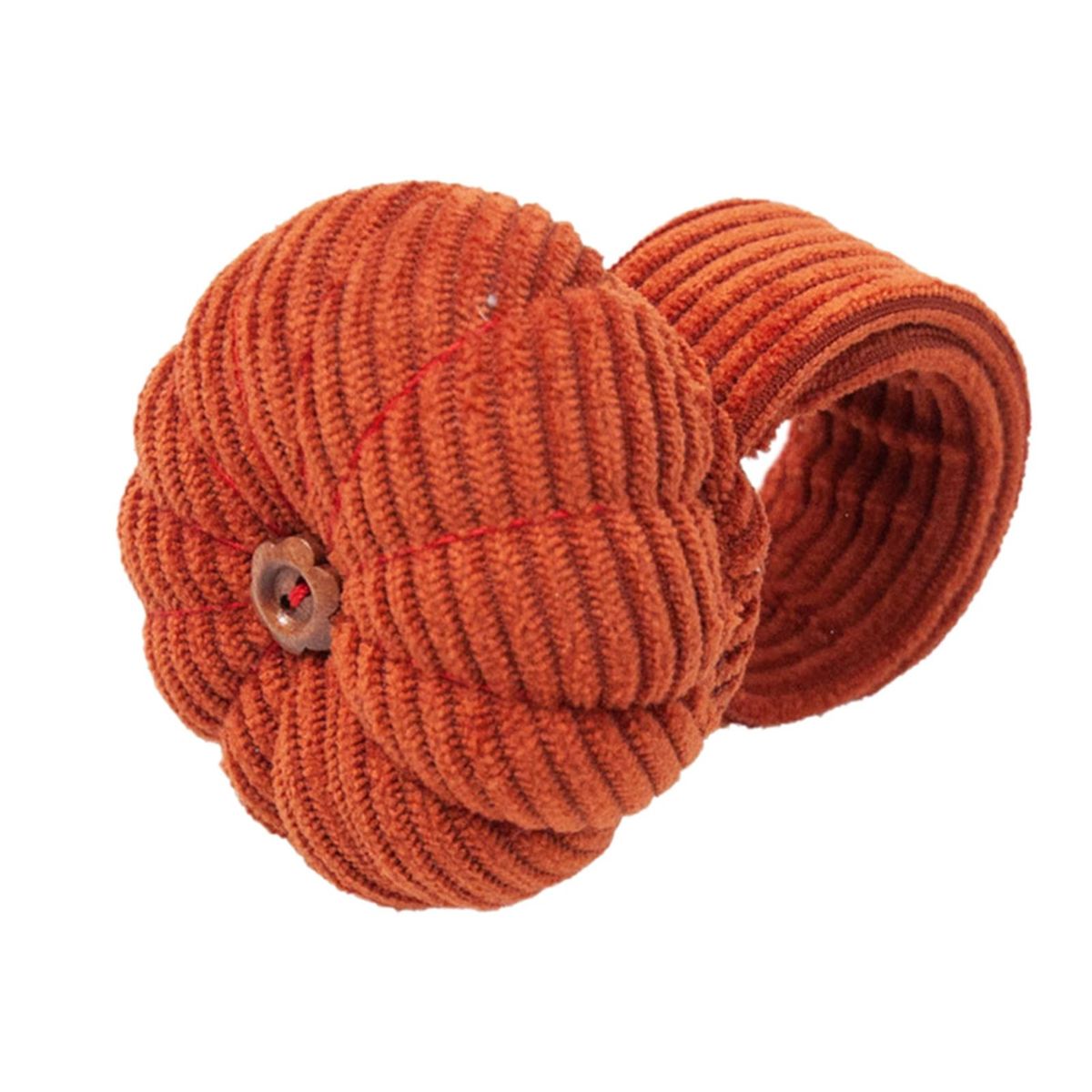 Soft Corduroy Pumpkin Wrist Pin Cushion Adjustable Band Diy Needlework Dark Orange