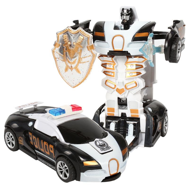 Car Inertial Transformer Robots Toy - White And Black Door