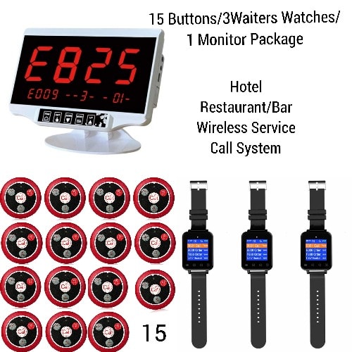 Hotel Restaurantbar Waiterscustomers Service Wireless Call 15buttons3watch1monitor Pac