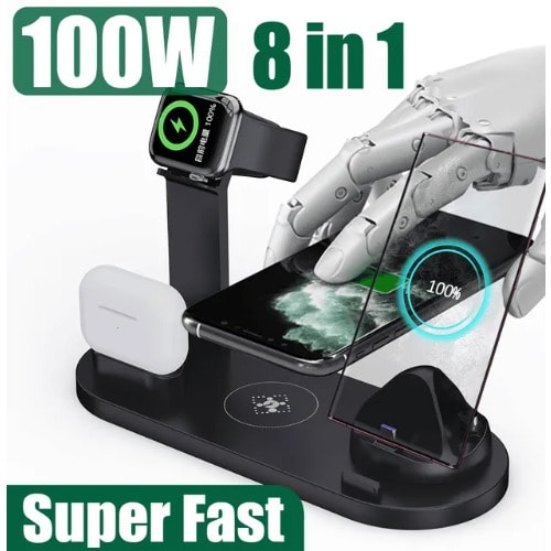 8 In 1 Type-c Wireless Charger Station For iPhone Xs Max, IWatch - 100w