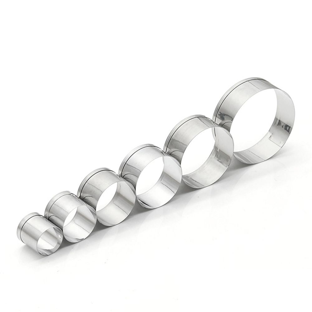 6Pcs/Set Round Shape Fondant Baking Mold Biscuit-Silver