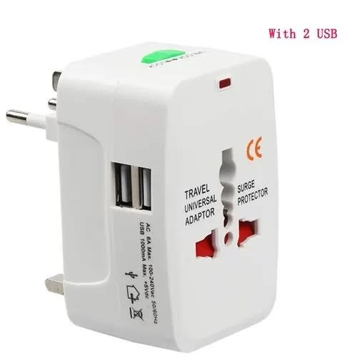Travel Adaptor With Surge Protector And 2 Usb Port