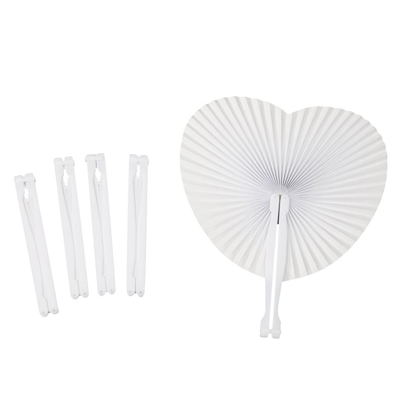 Party PCS Folding Fans Fan Gifts White Anniversary Heart Paper Folding Wedding 5 Shape Blank Romantic Paper Held Heart Hand