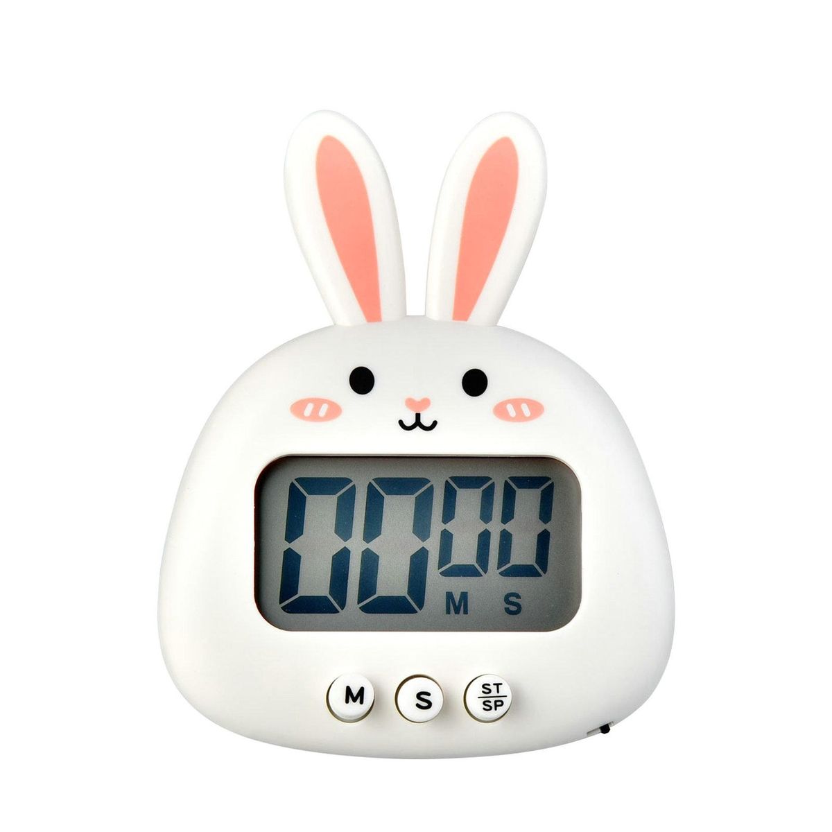Digital Cartoon Rabbit Kitchen Manual Reminder Clock White