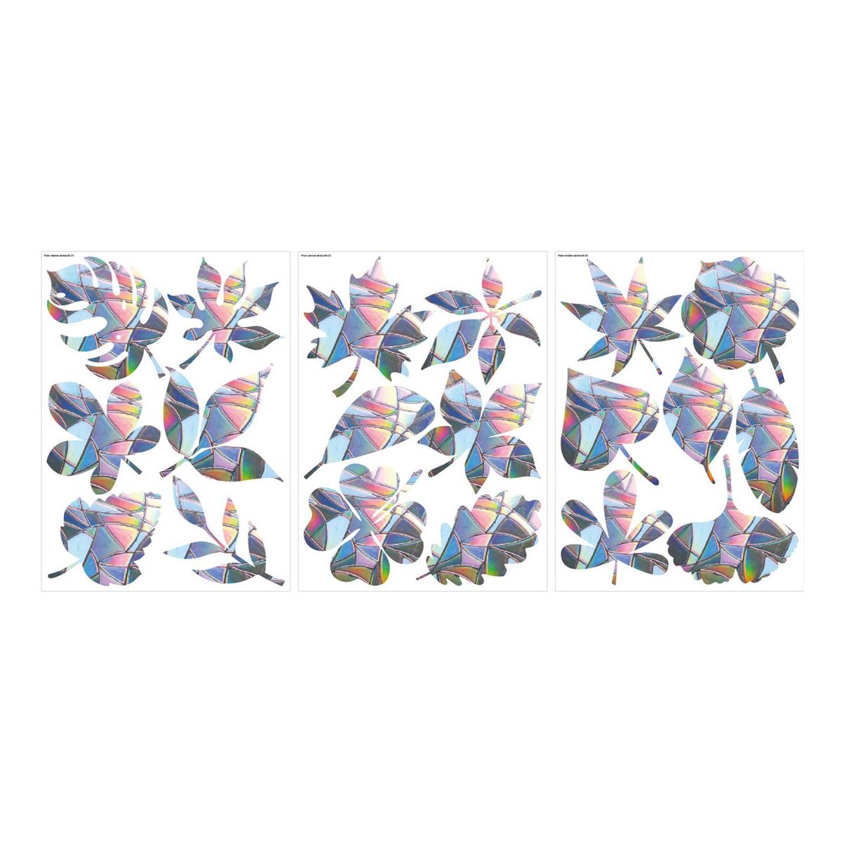 3 Sheets Anti-Collision Window Stickers DIY Rainbow Leaves Theme Window Clings Removable PVC Glass Stickers for Bird Strikes