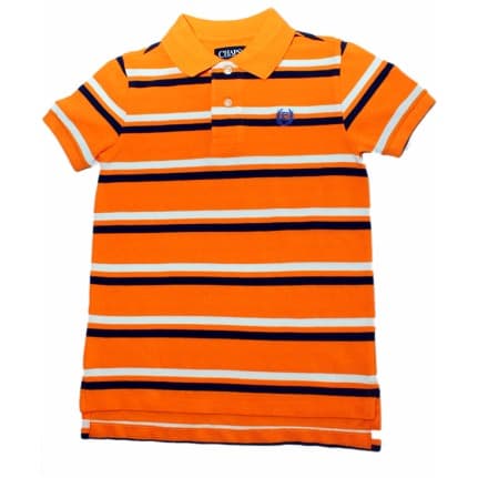 Tiny Stripe Polo Shirt - Orange & Blue