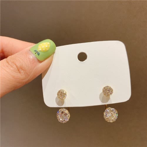 Double Ball Drop Earrings- Gold