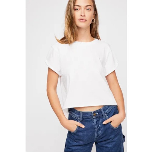 Women's Plain White Round Neck Crop Top Tshirt