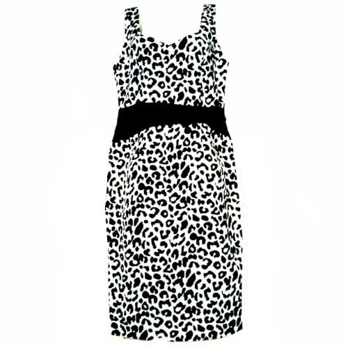 Sleeveless Printed Dress - Black/white
