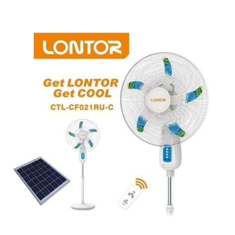18" Rechargeable Standing Fan With 20watts Solar Panel