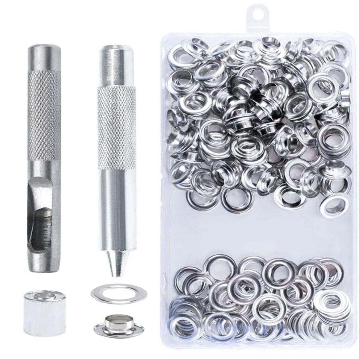 Eyelet Button Hole Punch Kit Fabric Perforation Tool Silver