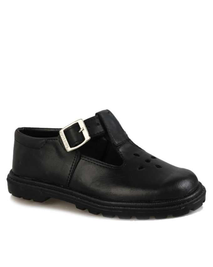 Kid'S Leather School Shoe -  Black