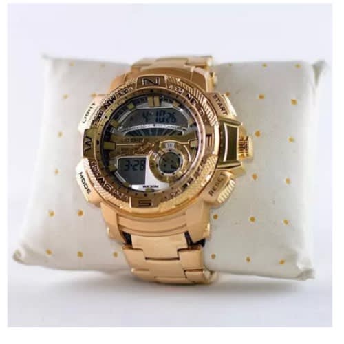 Multi Functional Digital Analogue Led Wristwatch - Gold