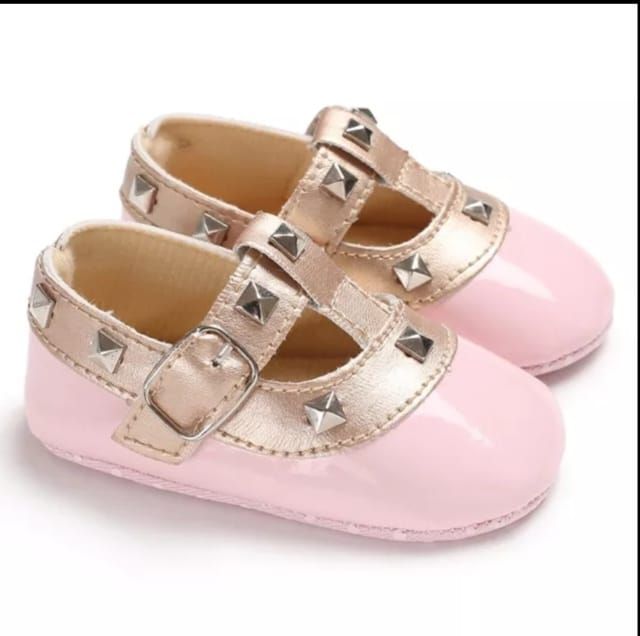 Baby Girl First Walker Pink And Gold Shoes