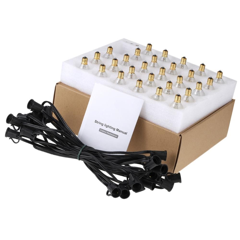 Tomshine VDE Listed AC220V 175W 25FT E12 Base G40 Pack of 25 Globe Bulbs Incandescent String Strip Light Patio Garden Backyard Party Christmas Holiday Wedding Decorations Warm White