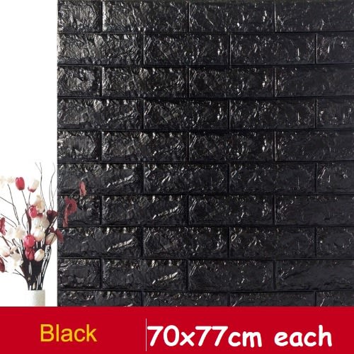 3d Self Adhesive Pe Foam Brick Wallpaper Sticker Black