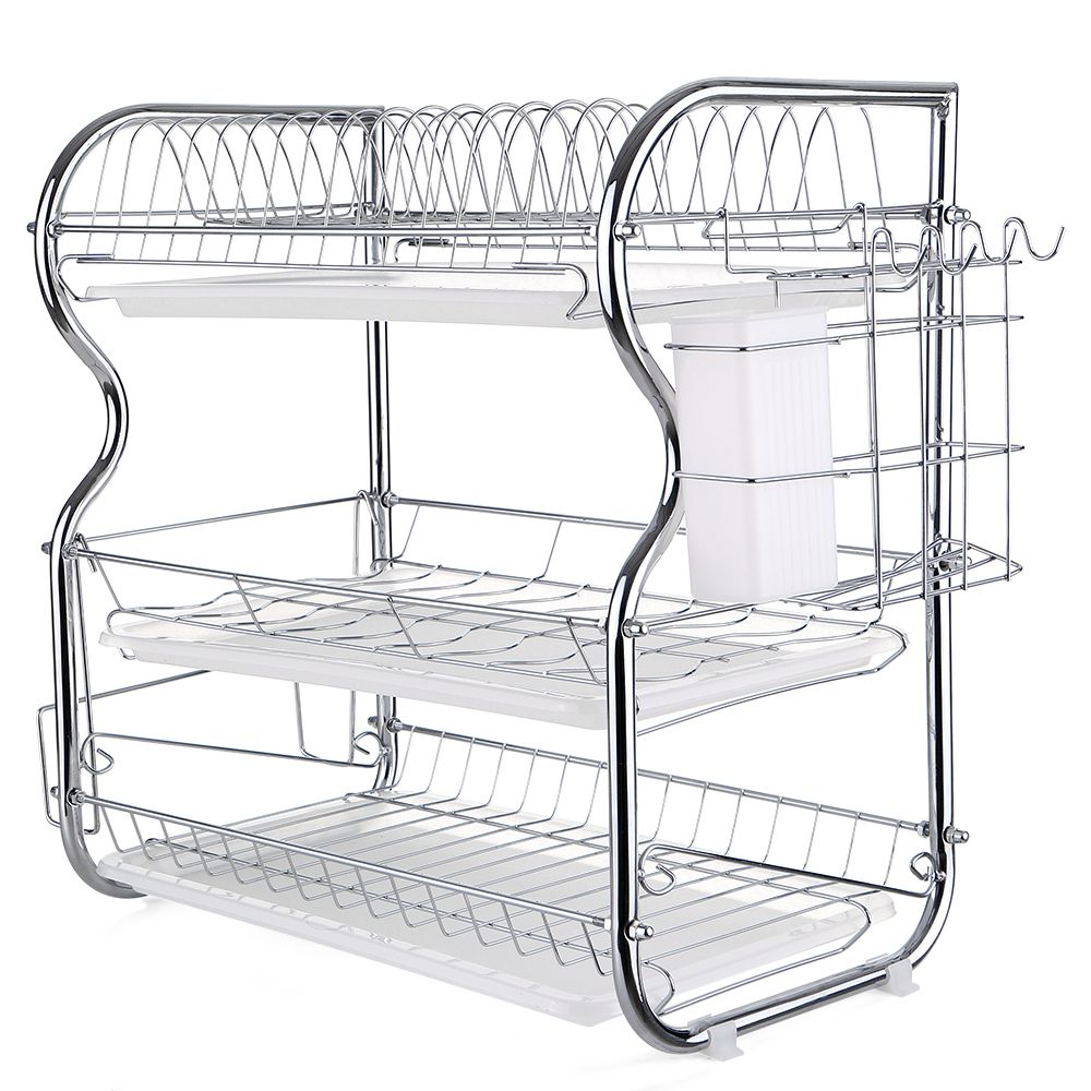 Multi-functional 3-Tier Dish Rack Kitchen Supplies Storage