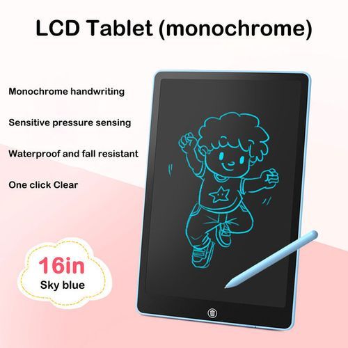 8.5/10/12/16 In LCD Drawing Tablet For Children's Toys Painting Tools Electronics Writing Board Boy Kids Educational Toys Gifts(#16in-SkyBlue-single)