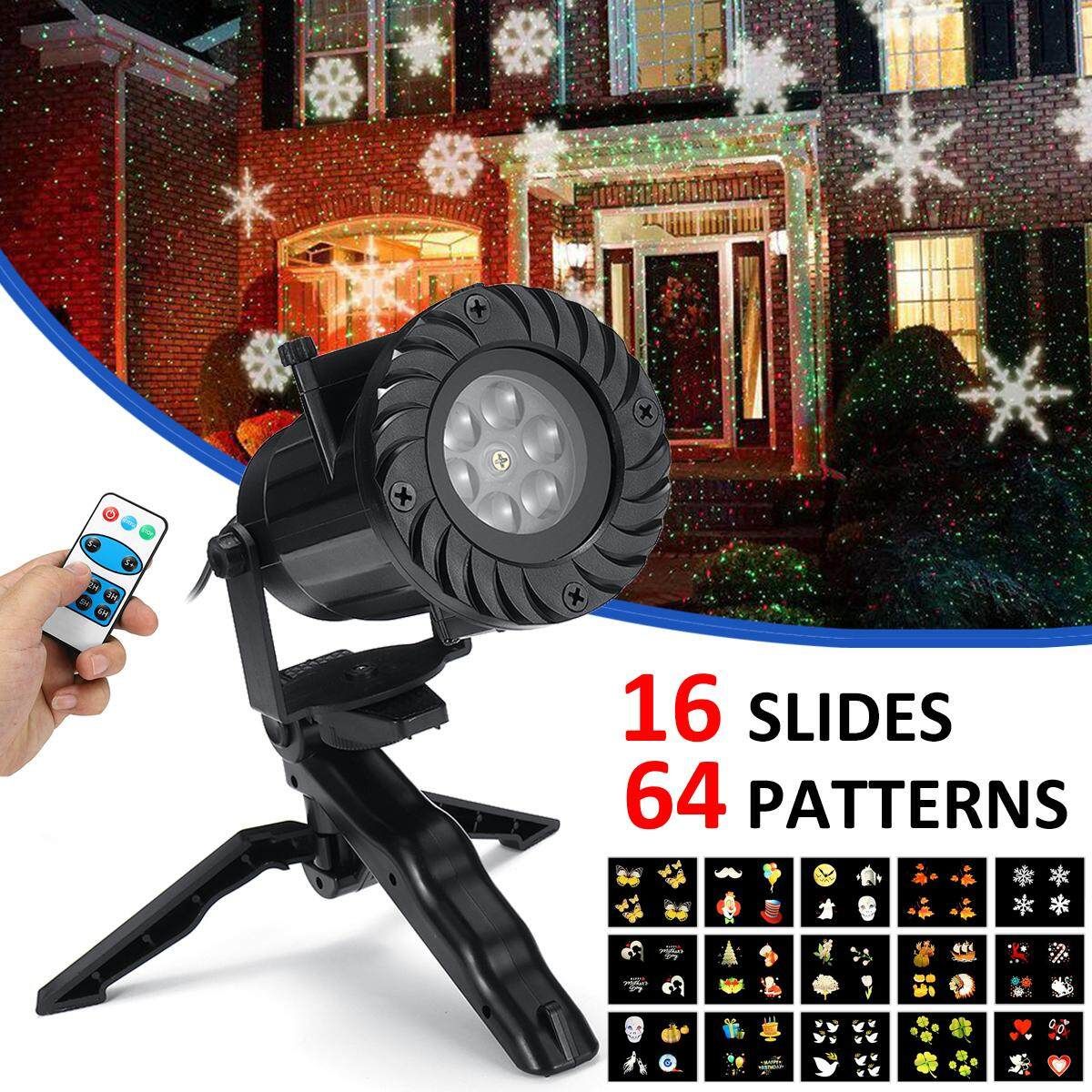 Xmas 16 Slides Projector Light LED Indoor Outdoor Electric Lamp Christmas Party