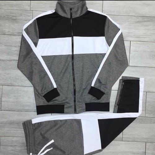 Patched Tracksuit And Jogger - White & Grey