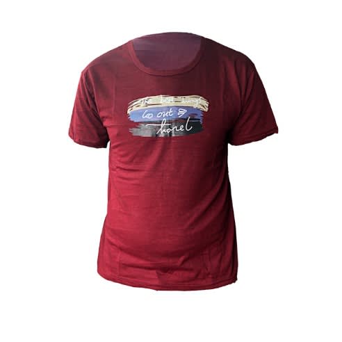 Unisex Round Neck Polo Short Sleeve - Red With Prints