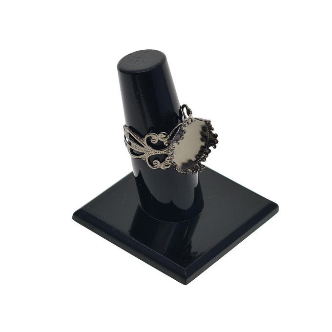 10 Pcs Victorian 15mm Blank Crown Bezel Base Adjustable Hematite