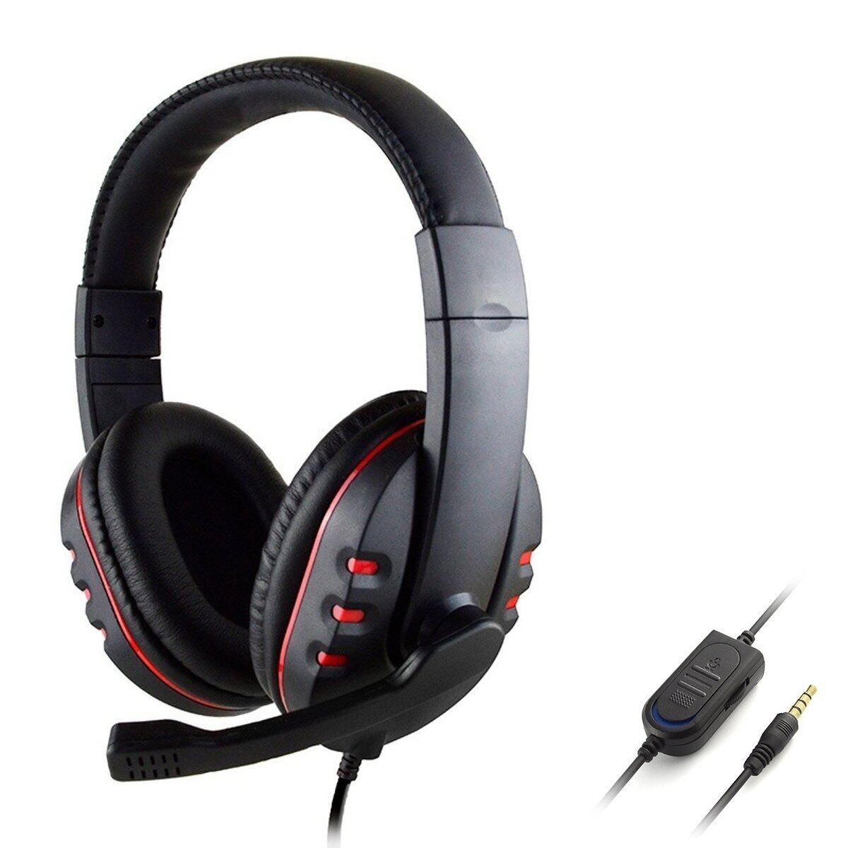 Adjustable Size Gaming Headset 3.5mm Stereo Surround Gamer Wired Headphone With Mic For PS4 PC Noise Reduction Headset Over-The-Ear Earpiece Computer Earphone For PUBG CSGO Warframe TPS / FPS Games Black+Red