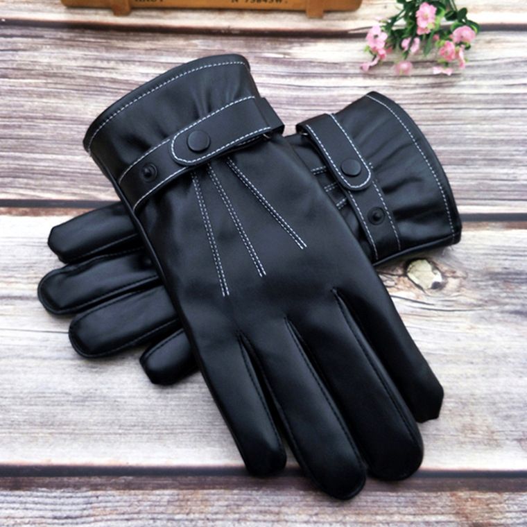 Touch Screen Men's Leather Gloves Wholesale Black Washed