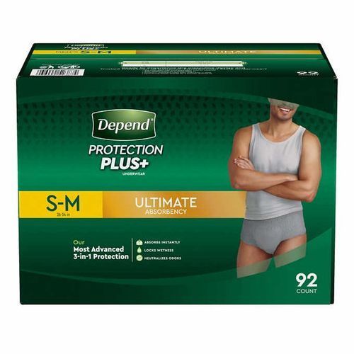 Protection Plus Ultimate Underwear For Men, Small/Medium (92 Count)