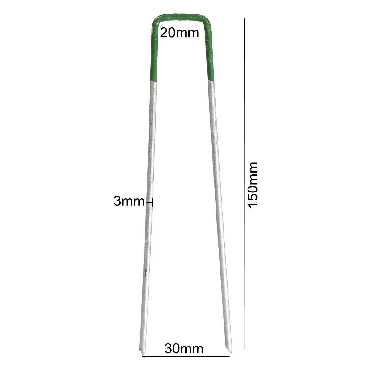 10Pc Green Grass Turf U Shape Pins Metal Galvanised Pegs Staples