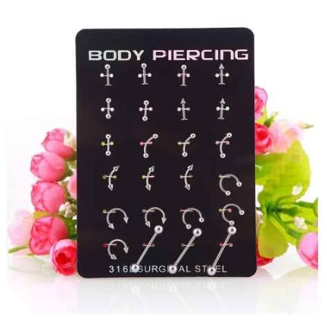 316l Surgical Steel Body Piercing Steel - 24pieces-Silver