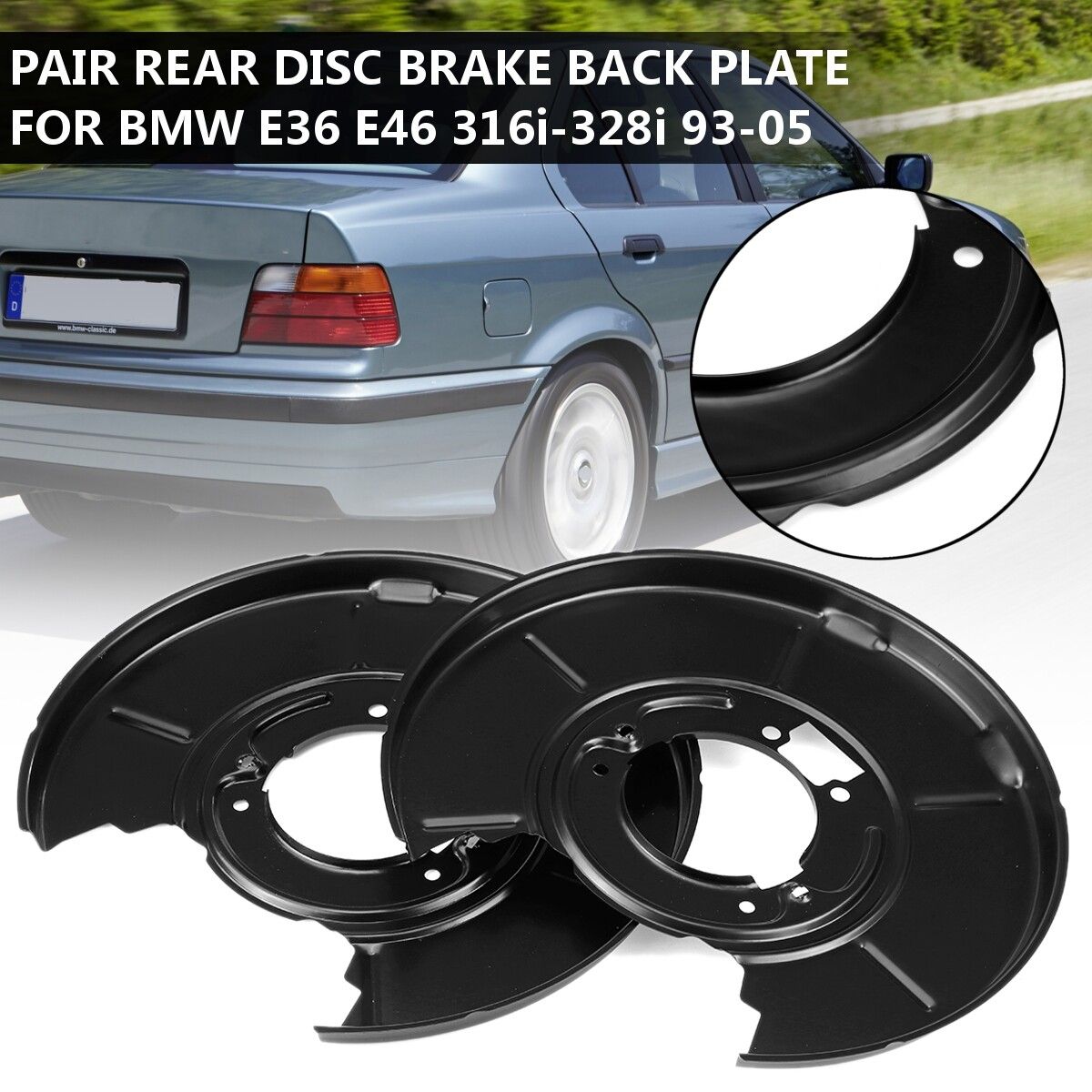 Pair Rear Left + Right Disc Brake Backing Plate 34211158992 For BMW E36 E46