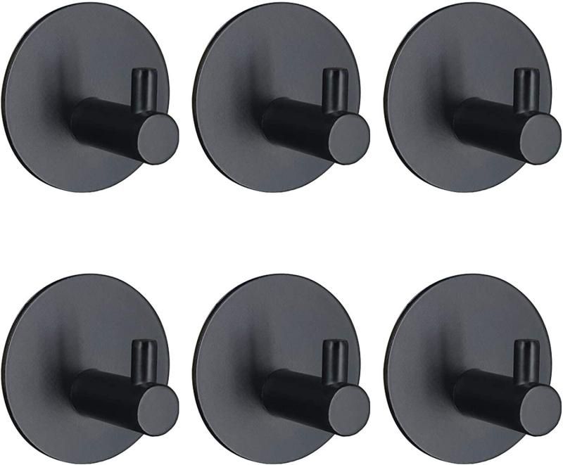 Wall Hooks Adhesive Stainless Steel Hooks (Black)