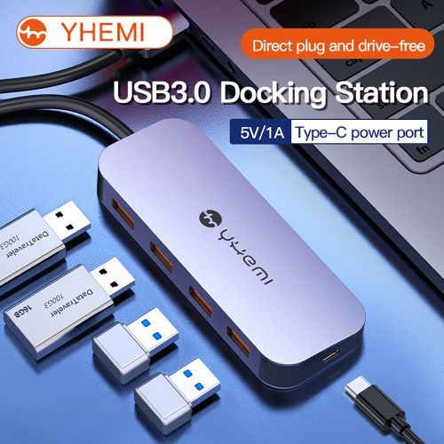 YHEMI 5 In 1 USB C Hub With Type-C To Type-C Port 4 USB
