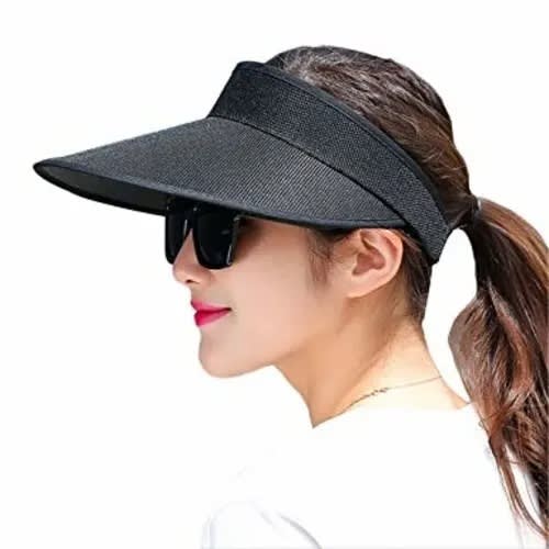 Women's Wide Brim Visor Hat - Black