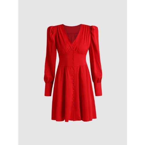 Ladies A-Line Dress - Red