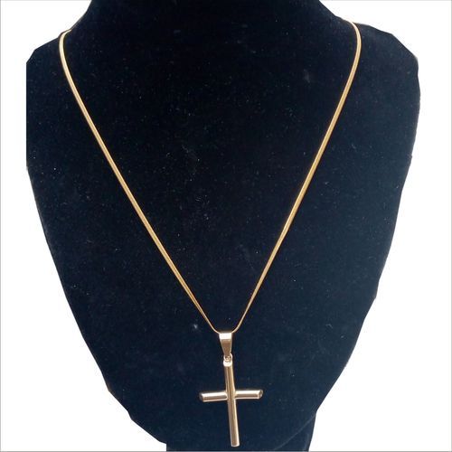 Gold Cuban Necklace And Gold Cross Pendant
