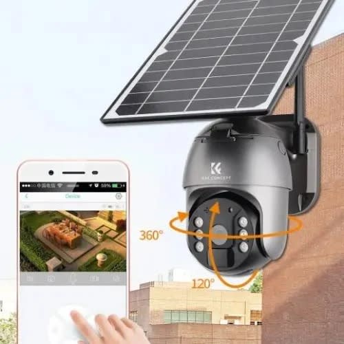 Ptz Solar P2p Pir Alarm Cctv Surveillance Battery Powered Camera - Black