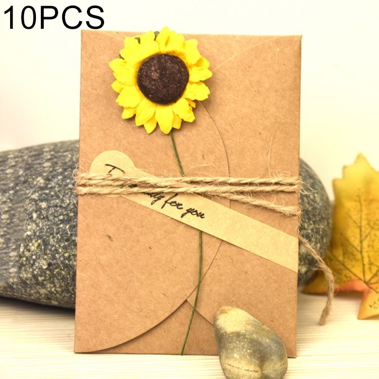 10 PCS DIY Kraft Paper Dry Flower Festival Greeting Card