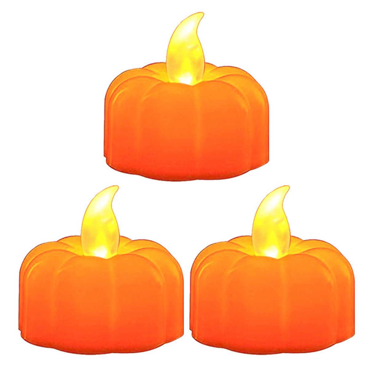 3PCS Pumkin Design Flameless Candle Light Decorative Lamp Constant Bright for Indoor Outdoor Dinner Party Wedding Xmas Christmas Decoration Present Gift