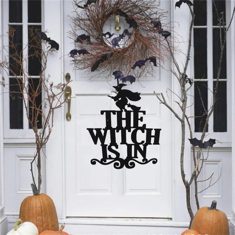 Party Diy Decoration Special Festivel Halloween Hanging Sign Door The Witch Is In Home Door Hanging Halloween Decoration