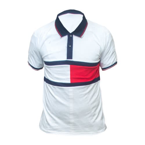 Mens Short Sleeve Polo -White And Red