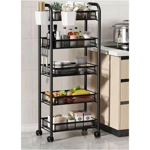 5-tiers Storage Kitchen Shelf - Rack For Kitchen - Black Rack