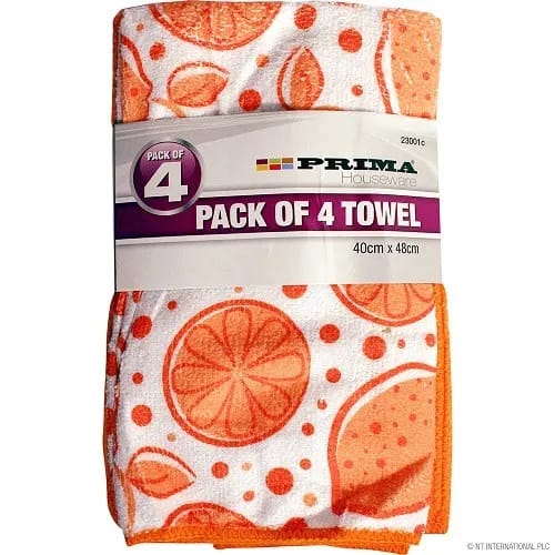 Pack Of 4 Tea Towel - Orange