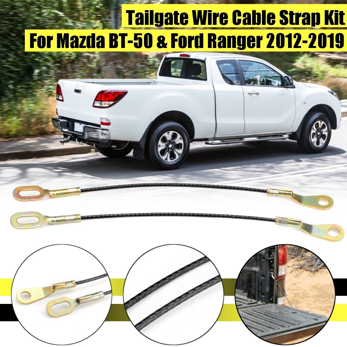 Pair Tailgate Wire Cable Strap For Mazda BT-50 For Ford Ranger